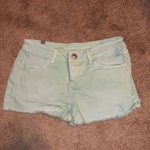 mint green jean shorts